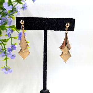 Classy Front and Back Vintage Gold Plated Dangle Earrings